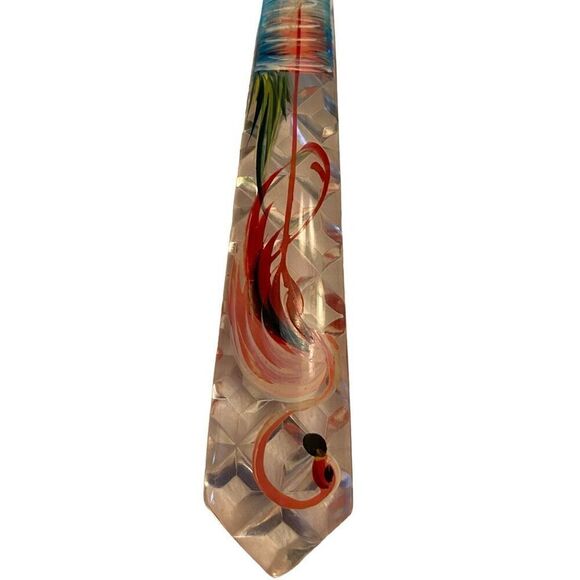 Hand painted Flamingo and Palm Tree Lucite Salad Servers - Picture 2 of 8